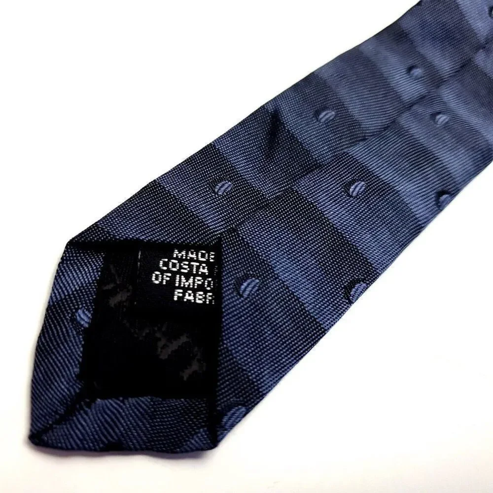 DKNY‎ Blue Gray Silk Tie Woven Wide Dots